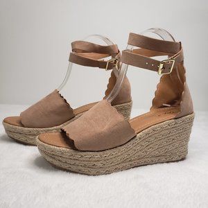 Qupid Strappy Wedge Platform Espadrilles Size 7.5